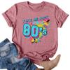 80s Shirt Womens Vintage Graphic Outfit Shirts Casual Retro 80 s Novelty Nostalgia Tee Tops B-Pink view 4
