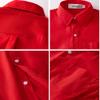 Aimehonpe Boys Short Sleeve Dress Shirts Solid Poplin Soft Stretch Fabrics with Two Bow Tie Set, Red, Large view 3