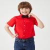 Aimehonpe Boys Short Sleeve Dress Shirts Solid Poplin Soft Stretch Fabrics with Two Bow Tie Set, Red, Large view 4