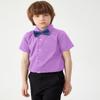 Aimehonpe Boys Short Sleeve Dress Shirts Solid Poplin Soft Stretch Fabrics with Two Bow Tie Set, Lilac, Large view 3