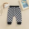 Mubineo Toddler Baby Boy Girl Infant Basic Plain Sweatpants Comfy Cotton Pants with Pockets (J Black White Plaid, 18-24 Months) view 4