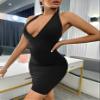 TIORU Women's Dress Ribbed Knit Backless Halter Bodycon Dress (Color : Black, Size : Small) view 2