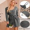 Ekouaer Pajamas for Women Set 3 Piece Lounge Set Soft Pajama Sets Waffle Knit Tank Top and Shorts Cardigan with Pockets S-XXL Grey view 2