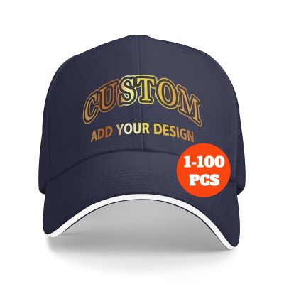 Custom Hats for Men Woman Personalized Baseball Cap Add Your Photos Text Image Logo Customized Adjustable Outdoor Cap Dad Trucker Hat Navy Blue