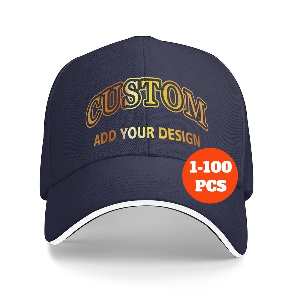 Custom Hats for Men Woman Personalized Baseball Cap Add Your Photos Text Image Logo Customized Adjustable Outdoor Cap Dad Trucker Hat Navy Blue