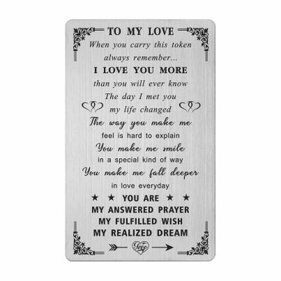 Levole To My Love Wallet Insert, I Love You Gifts for Him Her, Anniversary Card for Husband, Romantic Gifts for Girlfriend Birthday, Valentines Day for Women, Christmas Stocking Stuffers