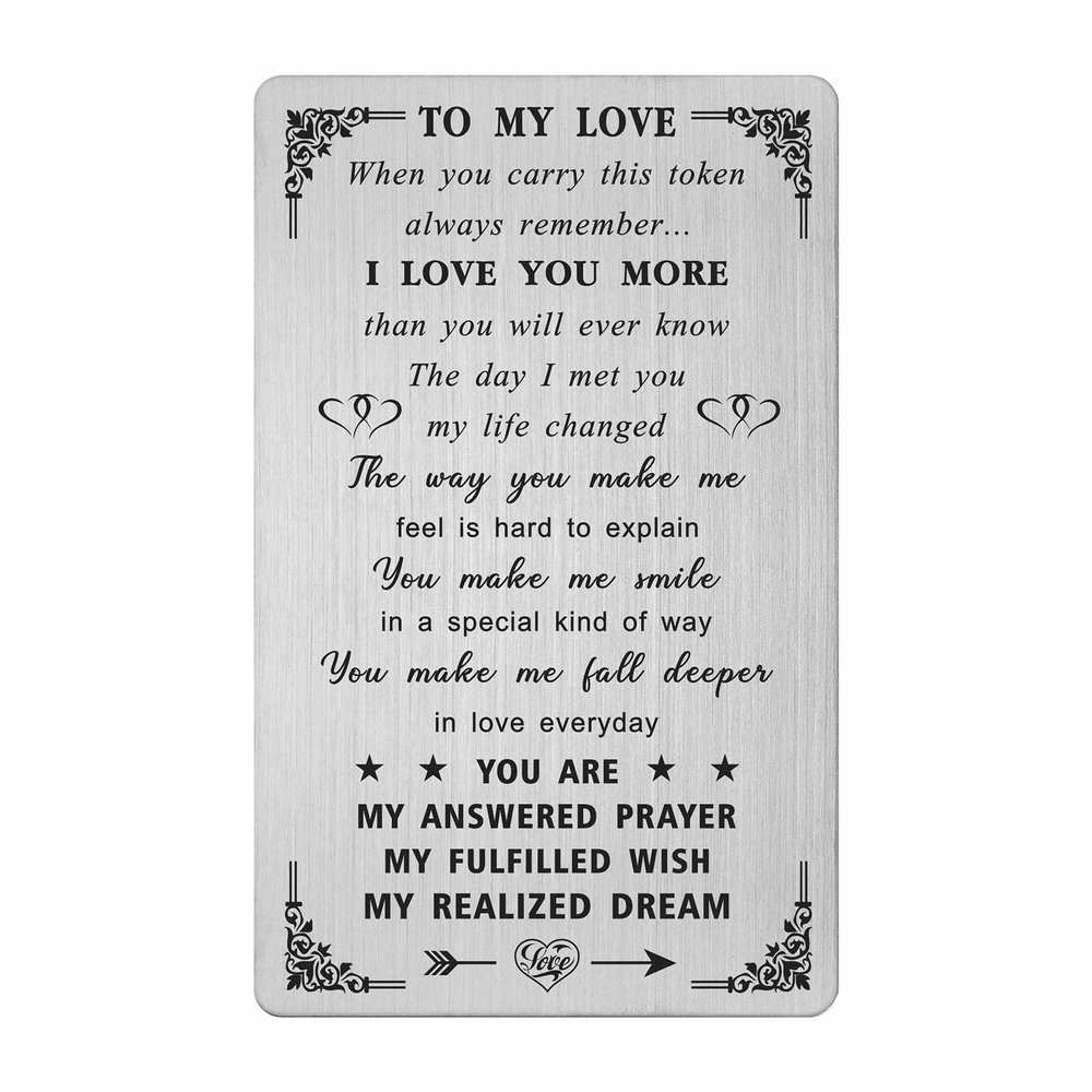 Levole To My Love Wallet Insert, I Love You Gifts for Him Her, Anniversary Card for Husband, Romantic Gifts for Girlfriend Birthday, Valentines Day for Women, Christmas Stocking Stuffers