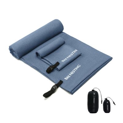Bee Nesting Ultralight Quick Dry Towel,Microfiber Quick-Drying Towels with Compact Packable Pocket for Travel, Beach, Camp, Gym, Swimming (Navy Blue 2 Set)