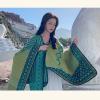 Chinese Ethnic Style Shawl, Women's Large Pashmina Shawl, Women's Striped Diamond Checkered Color Matching Scarf Shawl (Green,130 * 150,One Size) view 4