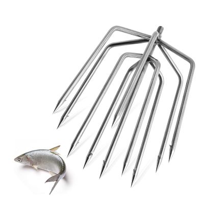 7-Prong Fishing Harpoon, Stainless Steel Fishing Spear Gig Gaff Fork Hook with 8mm Screw, for Catching Fishes Frogs in Pond River Lake etc. Capable for Fishing Pole (11-Prong Fishing Harpoon)