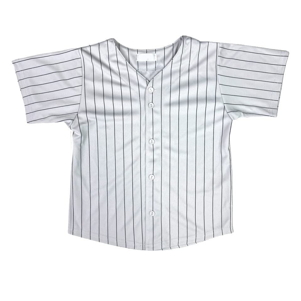 DIGITMON Kids Baseball Jersey Button Down Premium Striped T Shirts Uniform, White 14 Years Teenagers