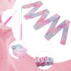 LOMIMOS 4pcs Pink Sparkling Dance Ribbon Wand, 78.7 inch Rhythmic Artistic Gymnastics Twirling Ribbon Streamer for Girls Kids Adults Dancer Training Party Gift view 3