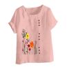 T Shirts for Women Graphic Cotton Linen Flower Print Tops Shirt Crewneck Tunic Multi Color Plus Size Tees with Button P2-Pink 5X-Large view 3