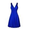 Womens 2023 Summer Dresses Twist Front V Neck Vintage Ruched Flowy Dress A Line Casual Strappy Cocktail Beach Tunic Dress Blue view 1