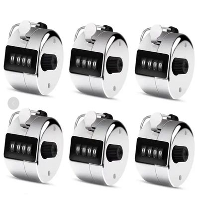 6Pcs Hand Tally Counter 4-Digit Lap Counter Clicker, Manual Mechanical Handheld Pitch Click Counter with Finger Ring for School Golf & Knitting Row Croche