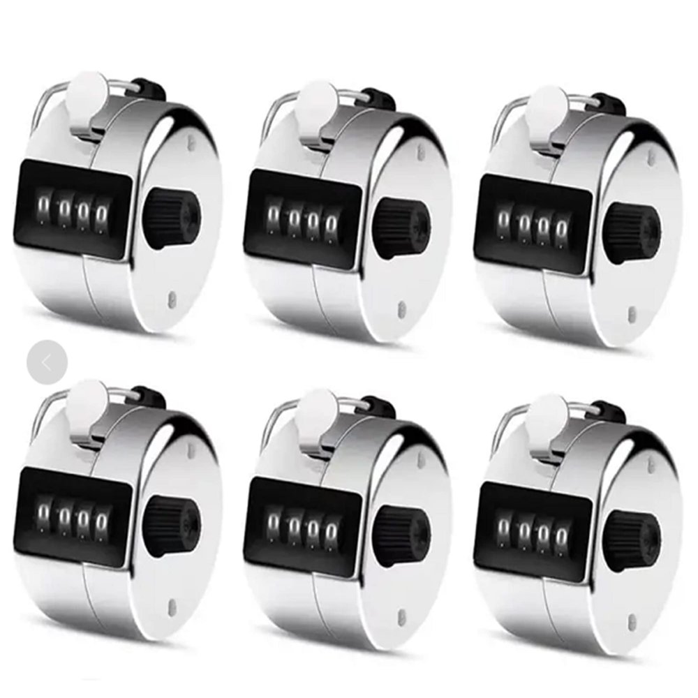 6Pcs Hand Tally Counter 4-Digit Lap Counter Clicker, Manual Mechanical Handheld Pitch Click Counter with Finger Ring for School Golf & Knitting Row Croche