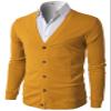 H2H Mens V Neck Button Business Suit Cotton Cardigan Sweater Mustard US S/Asia M (CMOCAL012) view 1