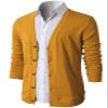 H2H Mens V Neck Button Business Suit Cotton Cardigan Sweater Mustard US S/Asia M (CMOCAL012) view 4