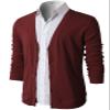 H2H Men's Slim Fit Stylish Button up Cardigan Burgundy US L/Asia XL (CMOCAL012) view 4