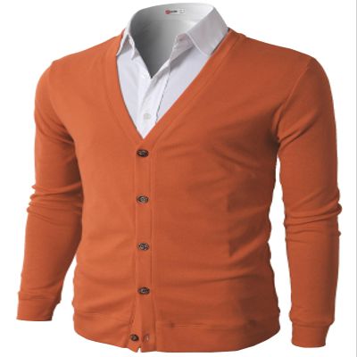 H2H Mens Lightweight V Neck Cardigan BURNTORANGE US L/Asia XL (CMOCAL012)