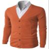 H2H Mens Lightweight V Neck Cardigan BURNTORANGE US L/Asia XL (CMOCAL012) view 1