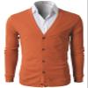 H2H Mens Lightweight V Neck Cardigan BURNTORANGE US L/Asia XL (CMOCAL012) view 3