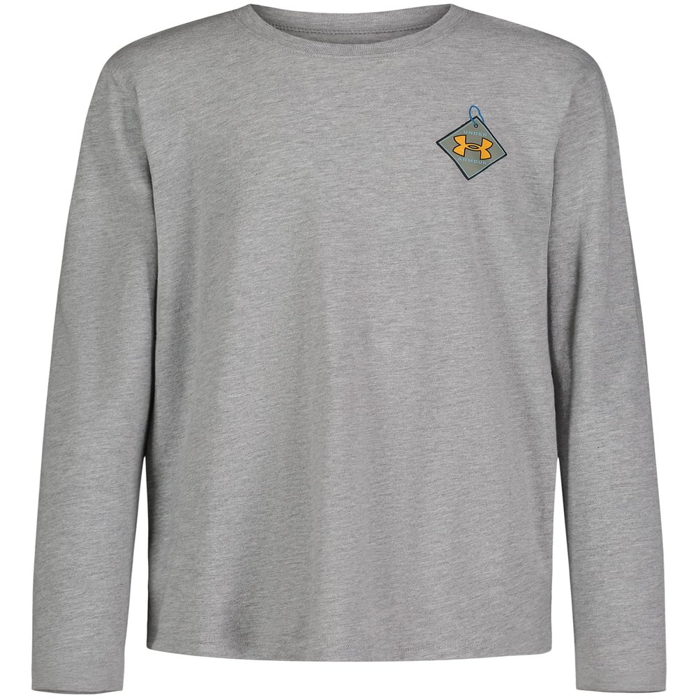 Under Armour Boys Outdoor Long Sleeve Tee, Stylish Crew Neckline, Cute Full Fit T-Shirt, Mod Gray Survival, 4 US