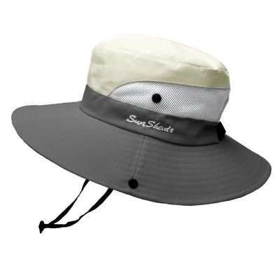 Vemisu Sun Hat, Outdoors Tribe Foldable Sun Hat, Sun Shade Hats for Women Ponytail (Beige)