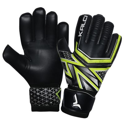 Kalci Soccer Goalie Gloves with Latex Foam Padding for Kids/Adult Finger Protection Breathable Goalkeeper Gloves Hook & Loop Strap for Ultimate Grip GK Gloves (Neon-Green-Size-6)