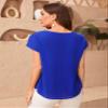 AIEBO Women's Shirts Women's Tops Shirts for Women Dobby Mesh Insert Batwing Sleeve Top (Color : Blue, Size : XX-Large) view 2