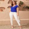 AIEBO Women's Shirts Women's Tops Shirts for Women Dobby Mesh Insert Batwing Sleeve Top (Color : Blue, Size : XX-Large) view 4