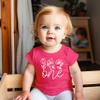 One Floral 1st Birthday Shirt for Baby Girls First Birthday Outfit White on Vintage Pink 12 Months view 3