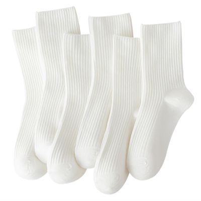 ACCFOD 9-11 White Crew or Modern Socks for Women, Soft Thin Cotton for Girls