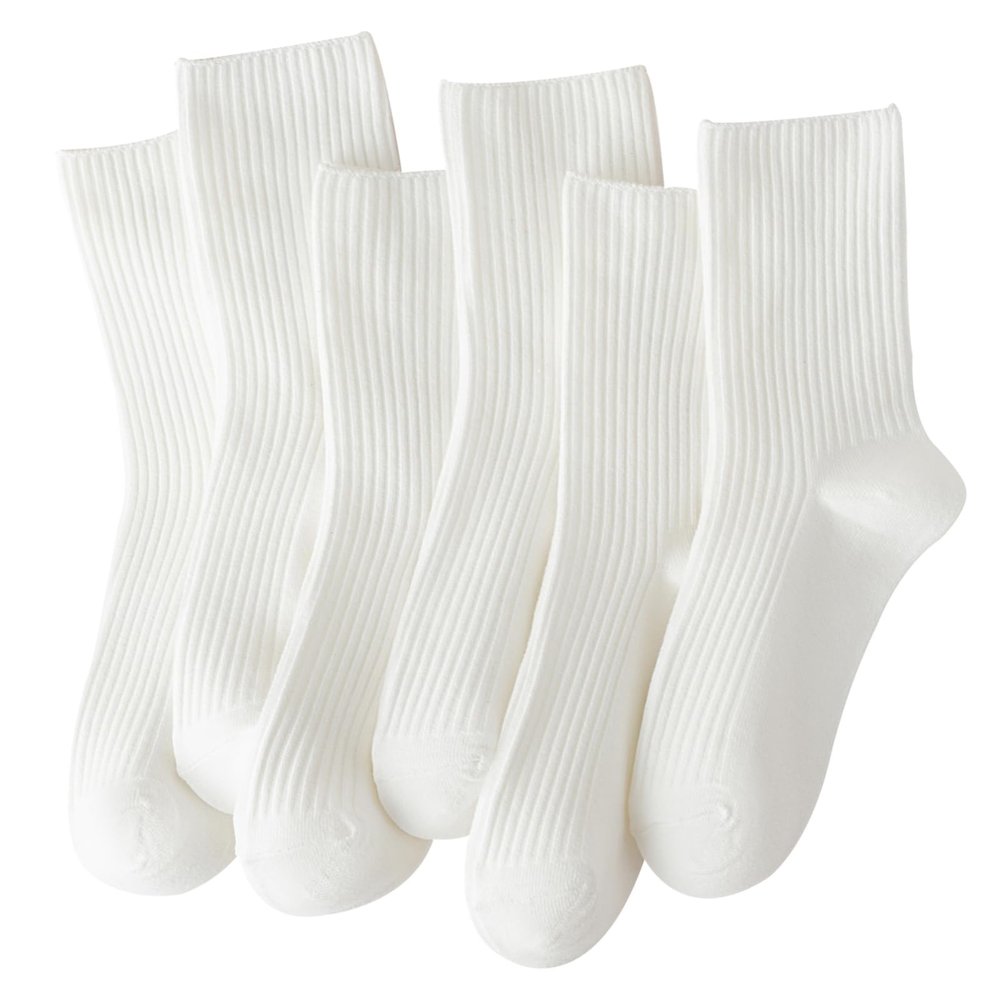ACCFOD 9-11 White Crew or Modern Socks for Women, Soft Thin Cotton for Girls
