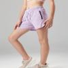 4 Pack Youth Girls Athletic Shorts 3", Girls Soccer Shorts, Kids Workout Gym Clothes Activewear Apparel with Zipper Pockets (Set 3, Large) view 3