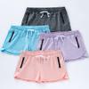 4 Pack Youth Girls Athletic Shorts 3", Girls Soccer Shorts, Kids Workout Gym Clothes Activewear Apparel with Zipper Pockets (Set 3, Large) view 4