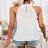 AIEBO Women's Shirts Women's Tops Shirts for Women Guipure Lace Panel Keyhole Back Halter Neck Blouse (Color : White, Size : X-Large) view 2