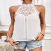 AIEBO Women's Shirts Women's Tops Shirts for Women Guipure Lace Panel Keyhole Back Halter Neck Blouse (Color : White, Size : X-Large) view 4