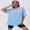 AIEBO Women's Shirts Women's Tops Shirts for Women Letter Graphic Drop Shoulder Longline Tee (Color : Baby Blue, Size : X-Small) view 1