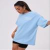 AIEBO Women's Shirts Women's Tops Shirts for Women Letter Graphic Drop Shoulder Longline Tee (Color : Baby Blue, Size : X-Small) view 3