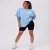AIEBO Women's Shirts Women's Tops Shirts for Women Letter Graphic Drop Shoulder Longline Tee (Color : Baby Blue, Size : X-Small) view 4