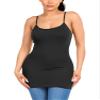 Sugar Sunday 4 Pack Long Cotton Camisole Tank Top with Built in Bra for Women Basic Cami with Shelf Bra Tank Tops Undershirt Black Medium view 2