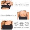 Sugar Sunday 4 Pack Long Cotton Camisole Tank Top with Built in Bra for Women Basic Cami with Shelf Bra Tank Tops Undershirt Black Medium view 3
