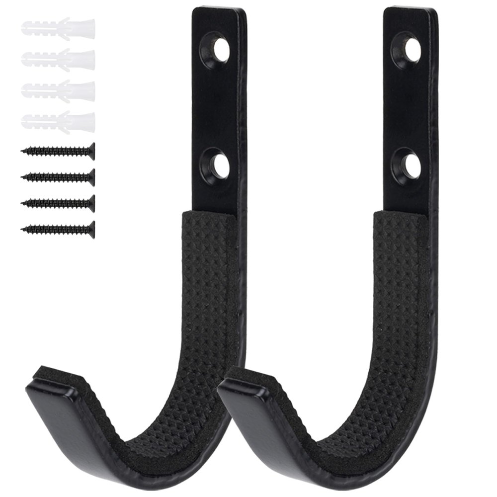 EVCUHASL Gun Rack Wall Mount, Horizontal Metal Rifles Shotgun Hooks for Hanging & Storing, Heavy Duty Steel Gun Holder with Soft Padding, Securely Store Firearms, Archery, Bow, Sword, Black, 1 Pair