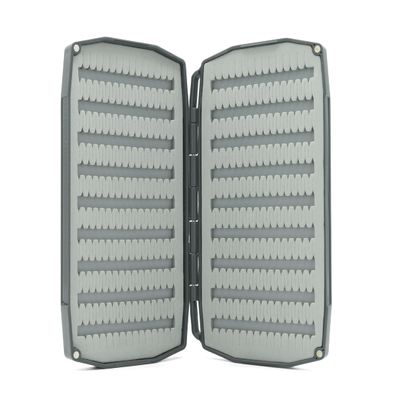 Umpqua UPG Foam Double Essential Large Gray Fly Box - Lightweight Strong Impact-Resistant Quick-Loading Fly Storage Case - Fly Fishing Tackle Organizer
