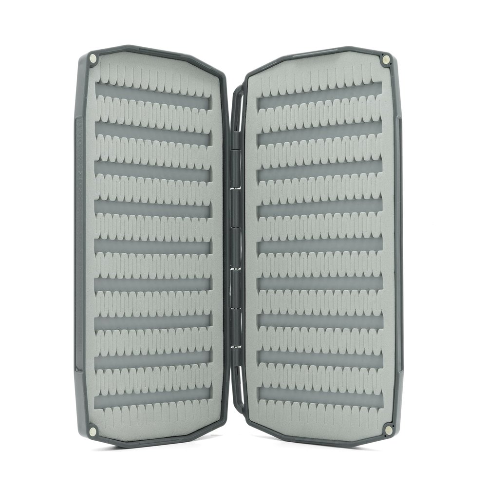Umpqua UPG Foam Double Essential Large Gray Fly Box - Lightweight Strong Impact-Resistant Quick-Loading Fly Storage Case - Fly Fishing Tackle Organizer