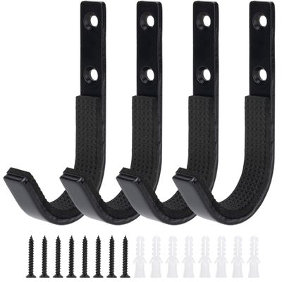 EVCUHASL Gun Rack Wall Mount, Horizontal Metal Rifles Shotgun Hooks for Hanging & Storing, Heavy Duty Steel Gun Holder with Soft Padding, Securely Store Firearms, Archery, Bow, Sword, Black, 2 Pair