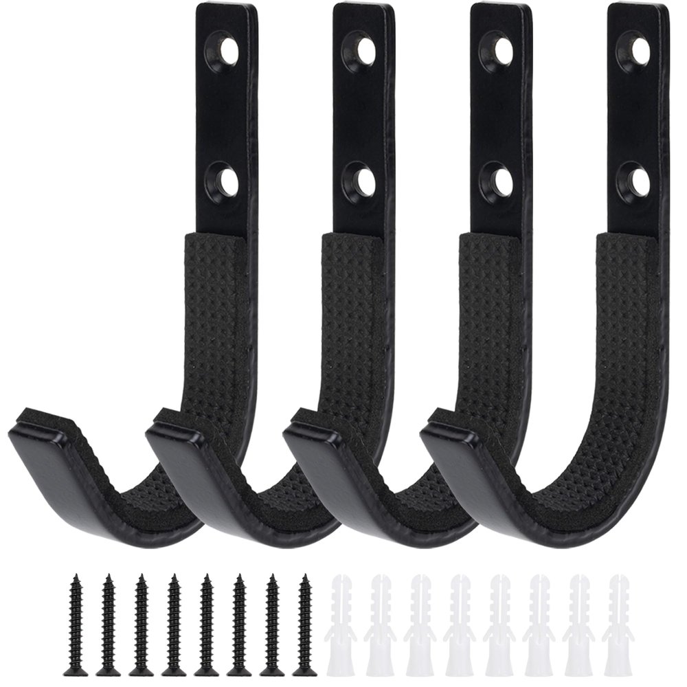 EVCUHASL Gun Rack Wall Mount, Horizontal Metal Rifles Shotgun Hooks for Hanging & Storing, Heavy Duty Steel Gun Holder with Soft Padding, Securely Store Firearms, Archery, Bow, Sword, Black, 2 Pair