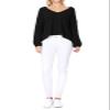 YEMAK Women's Long Sleeve Wide V-Neck with Side Slit Oversize Pullover Sweater MK8219-BLK-L-BD view 4