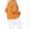 YEMAK Women's Long Sleeve Wide V-Neck with Side Slit Oversize Pullover Sweater MK8219-BRZ-M-BD view 2